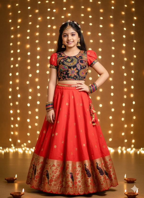 Diwali 🪔 special Red kids lehengas code hc111