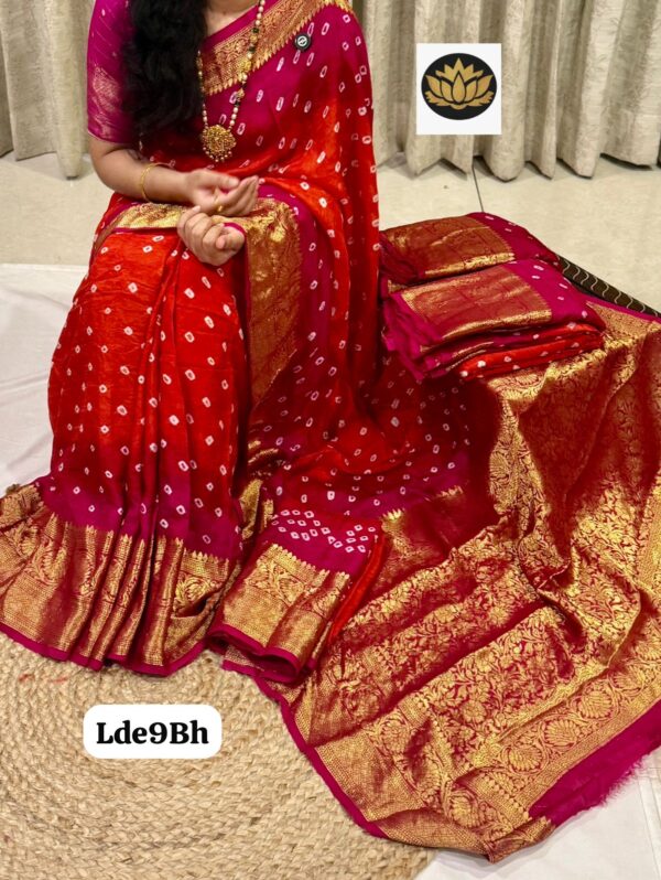 Orenge with pink kanjeevarm bhandhi sarees