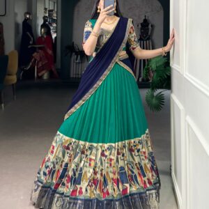 Rama green kalamkari lehenga