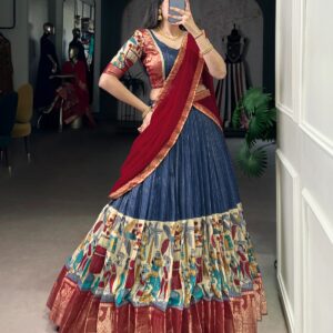 Navy Blue kalamkari lehenga