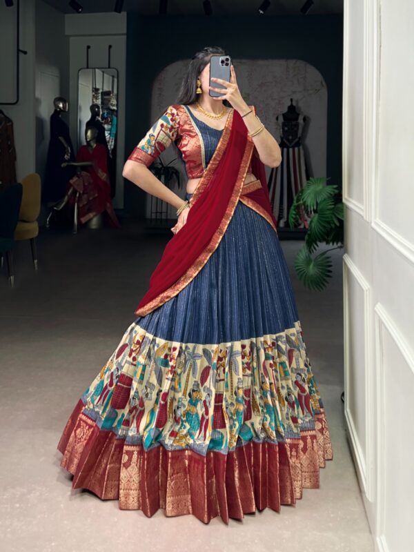 Navy Blue kalamkari lehenga