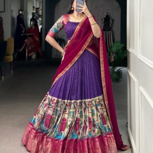 Purple Kalamkari lehenga