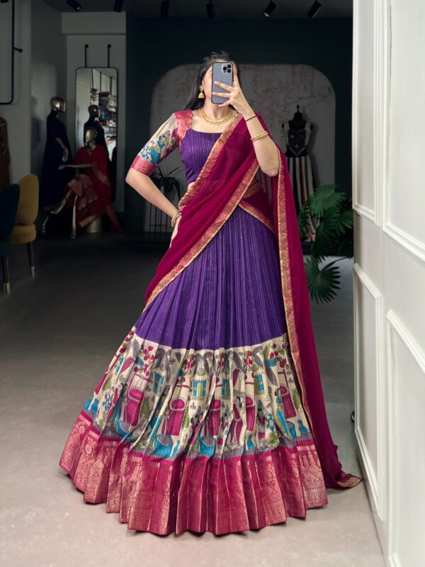Purple Kalamkari lehenga