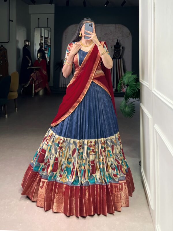 Navy Blue kalamkari lehenga - Image 2