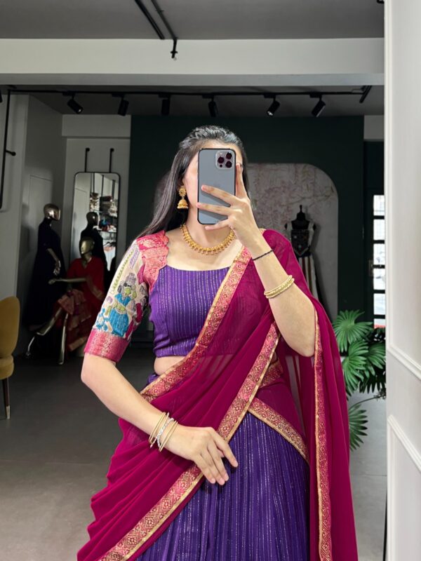 Purple Kalamkari lehenga - Image 4