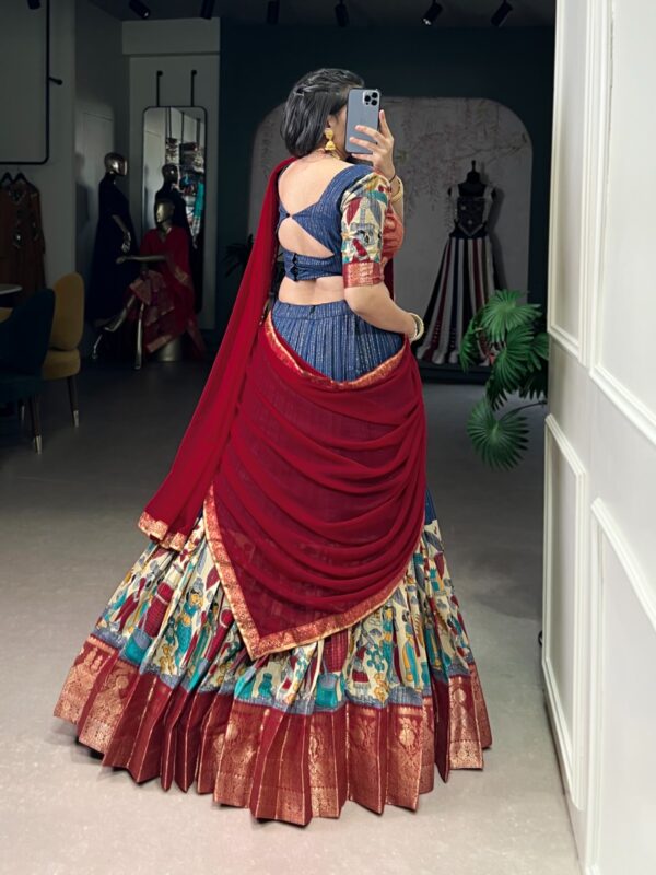 Navy Blue kalamkari lehenga - Image 5