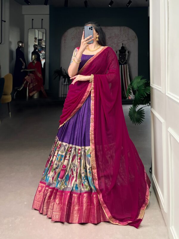 Purple Kalamkari lehenga - Image 2
