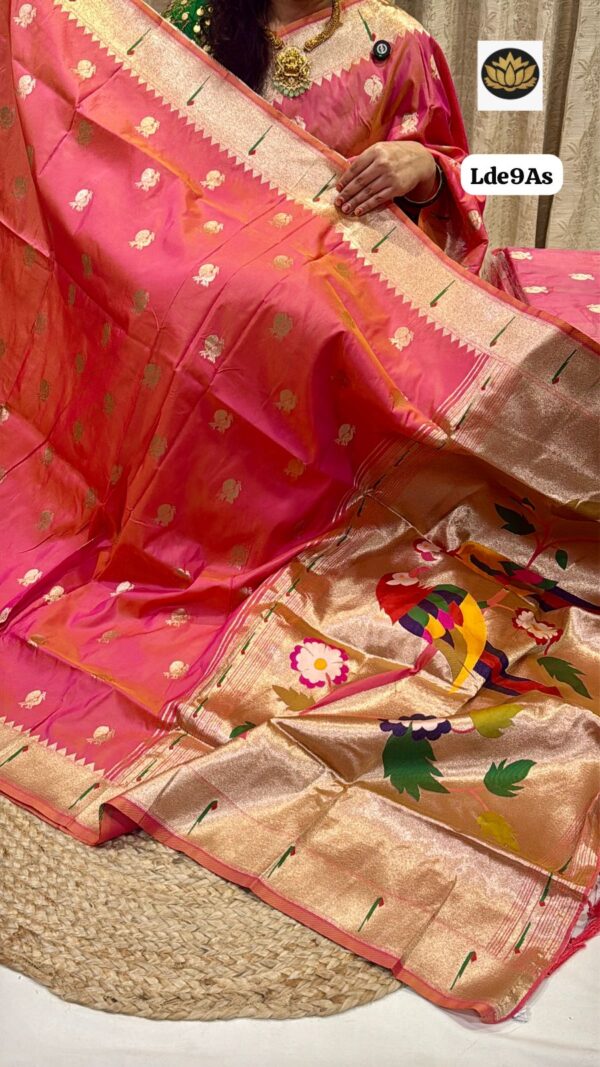 Peach  muniya pithani sarees - Image 3