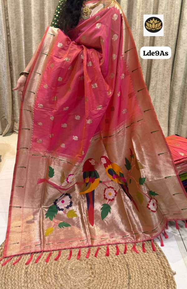 Peach  muniya pithani sarees - Image 4