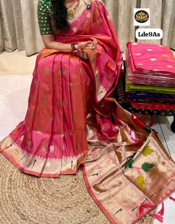 Peach  muniya pithani sarees