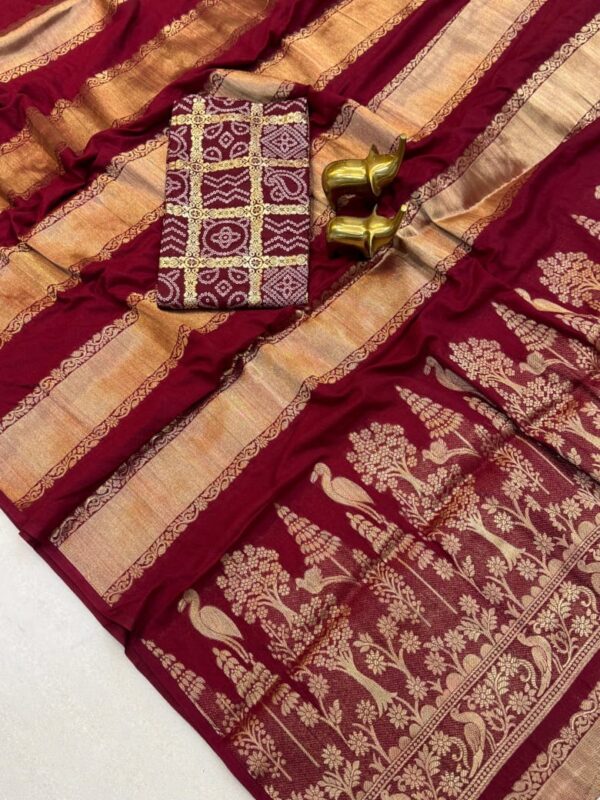 Meroon moonga viscose crepe sarees - Image 2