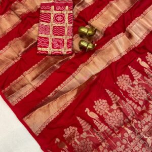 Code 102 Red moonga viscose crepe sarees