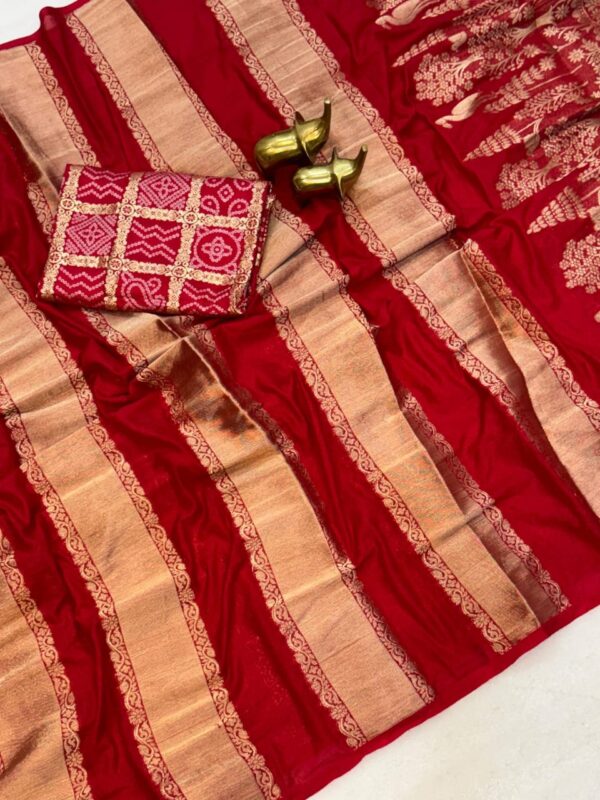 Code 102 Red moonga viscose crepe sarees - Image 2