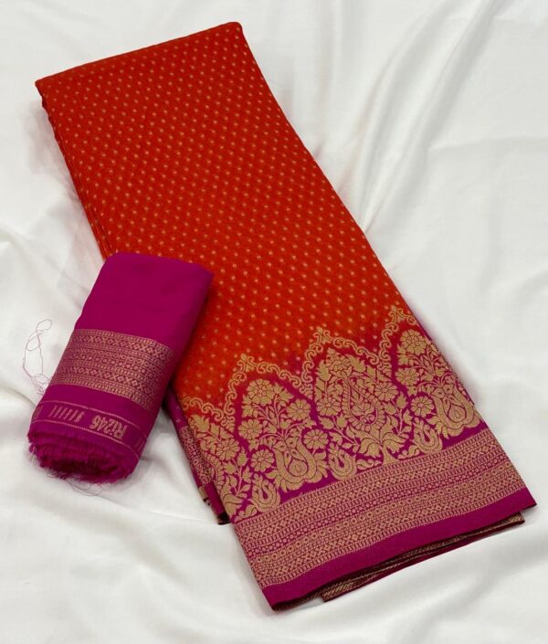 ORenge trending Banarasi kadi georgette sarees - Image 4