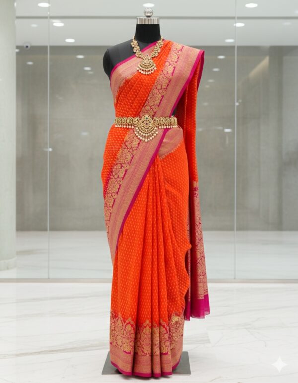 ORenge trending Banarasi kadi georgette sarees - Image 5